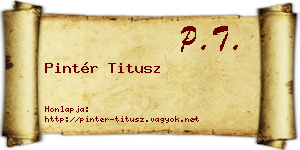 Pintér Titusz névjegykártya